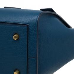 Pre Owned Celine Teal Blue Leather Small Tie Tote