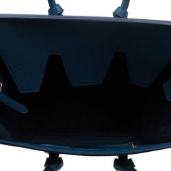 Pre Owned Celine Teal Blue Leather Small Tie Tote