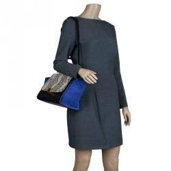 Celine Tri Color Python and Suede Small Trapeze Bag