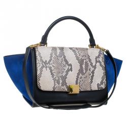 Celine Tri Color Python and Suede Small Trapeze Bag