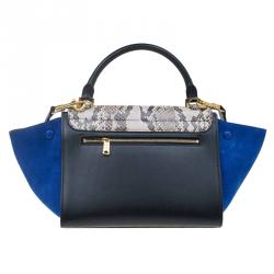 Celine Tri Color Python and Suede Small Trapeze Bag