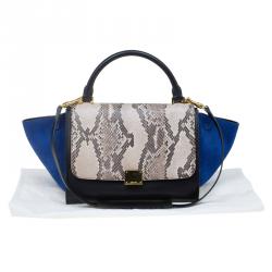Celine Tri Color Python and Suede Small Trapeze Bag