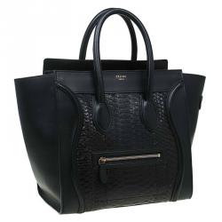 Pre Owned حقيبة يد سيلين لاغدغ ميني جلد وجلد ثعبان أسود