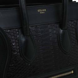 Pre Owned حقيبة يد سيلين لاغدغ ميني جلد وجلد ثعبان أسود