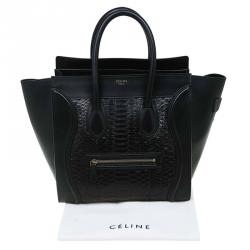 Pre Owned حقيبة يد سيلين لاغدغ ميني جلد وجلد ثعبان أسود