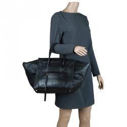 Pre Owned Celine Black Croc Embossed Leather Small Phantom Luggage Tote