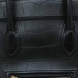 Pre Owned Celine Black Croc Embossed Leather Small Phantom Luggage Tote