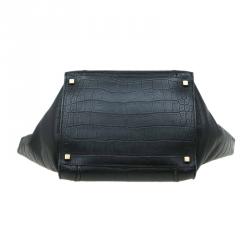 Pre Owned Celine Black Croc Embossed Leather Small Phantom Luggage Tote