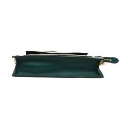 Pre Owned Celine Green/White Leather and Snake Skin Medium Pocket Clutch