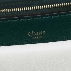Pre Owned Celine Green/White Leather and Snake Skin Medium Pocket Clutch