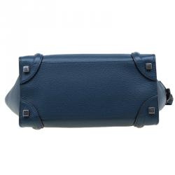 مملوكة مسبقًا Celine Navy Blue Leather Micro Luggage Tote