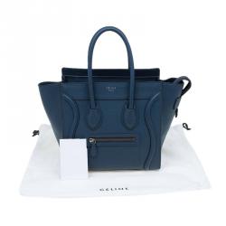 مملوكة مسبقًا Celine Navy Blue Leather Micro Luggage Tote
