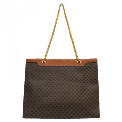 Pre Owned Celine Brown Macadam Canvas/Leather Shopper Tote