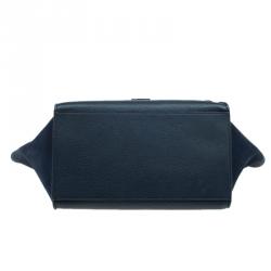 Pre Owned Celine Navy Blue Leather and Suede Medium Trapeze Bag