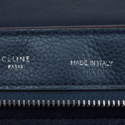 Pre Owned Celine Navy Blue Leather and Suede Medium Trapeze Bag