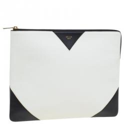 مملوكة مسبقًا حقيبة كلاتش سيلين كور كبيرة جلد ثنائية اللون