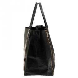 Pre Owned Celine Black Leather Gusset Cabas Tote Bag