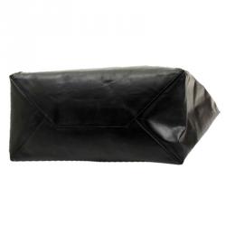 Pre Owned Celine Black Leather Gusset Cabas Tote Bag