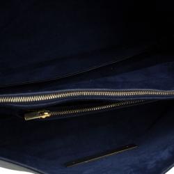 Pre Owned Celine Navy Blue Leather Blade Flap Bag