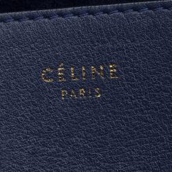 Pre Owned Celine Navy Blue Leather Blade Flap Bag