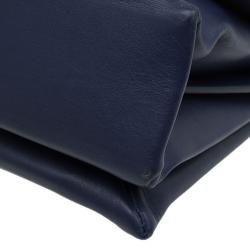 Pre Owned Celine Navy Blue Leather Blade Flap Bag