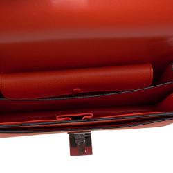 Pre Owned Celine Neon Orange Leather Small Case Shoulder Bag