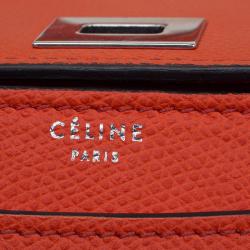 Pre Owned Celine Neon Orange Leather Small Case Shoulder Bag