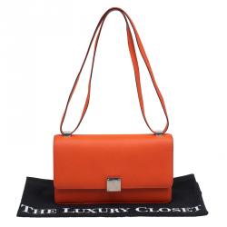 Pre Owned Celine Neon Orange Leather Small Case Shoulder Bag