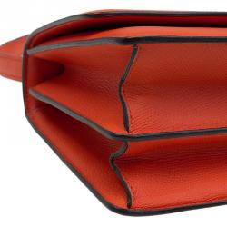 Pre Owned Celine Neon Orange Leather Small Case Shoulder Bag