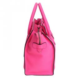 Pre Owned Celine Pink Pebbled Leather Mini Luggage Tote Bag