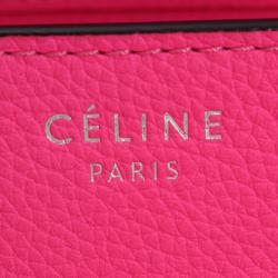 Pre Owned Celine Pink Pebbled Leather Mini Luggage Tote Bag