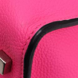 Pre Owned Celine Pink Pebbled Leather Mini Luggage Tote Bag