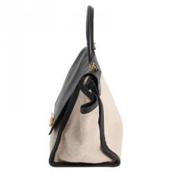 Pre Owned Celine Bicolor Canvas and Leather Trapeze Bag