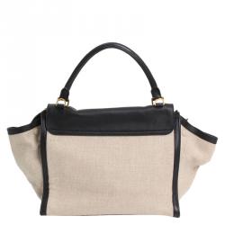 Pre Owned Celine Bicolor Canvas and Leather Trapeze Bag
