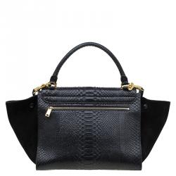 مملوكة مسبقًا Celine Black Python and Suede Medium Trapeze Bag