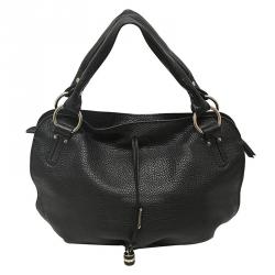 Celine Black Pebbled Leather Bittersweet Hobo