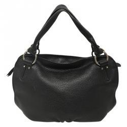 Celine Black Pebbled Leather Bittersweet Hobo