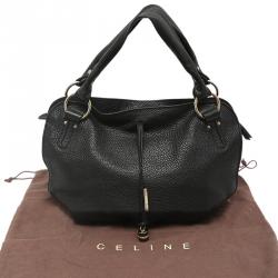 Celine Black Pebbled Leather Bittersweet Hobo