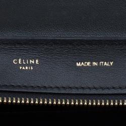 Pre Owned Celine Black Croc Embossed Leather Medium Trapeze Tote