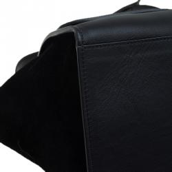 Pre Owned Celine Black Croc Embossed Leather Medium Trapeze Tote