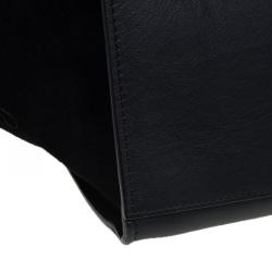 Pre Owned Celine Black Croc Embossed Leather Medium Trapeze Tote