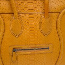 Pre Owned Celine Orange Python Mini Luggage Tote