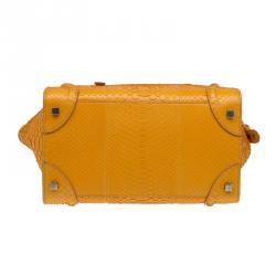 Pre Owned Celine Orange Python Mini Luggage Tote