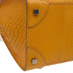 Pre Owned Celine Orange Python Mini Luggage Tote