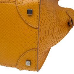 Pre Owned Celine Orange Python Mini Luggage Tote