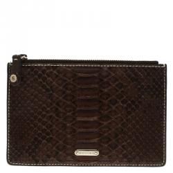 Céline Brown Python Zip Pouch