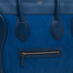 Pre Owned Celine Blue Grain Leather Medium Luggage Tote