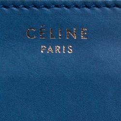 Pre Owned Celine Blue Grain Leather Medium Luggage Tote