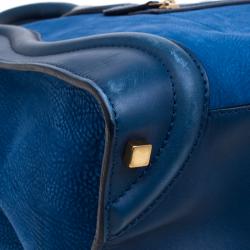 Pre Owned Celine Blue Grain Leather Medium Luggage Tote