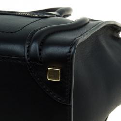 Celine Black Smooth Leather Micro Luggage Tote